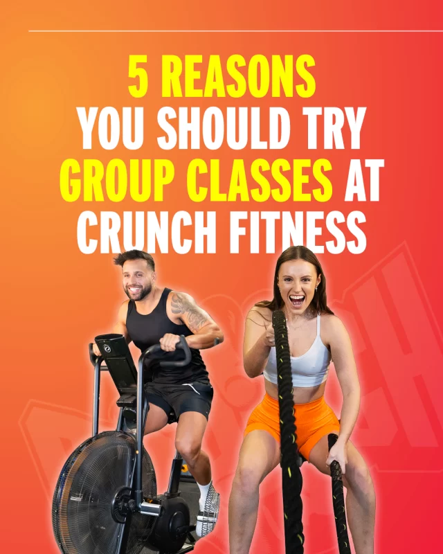 5 Reasons to Jump Into a Class at Crunch! Thinking about trying group fitness? Swipe through to see why your next workout should be with the crew at Crunch 💪🔥 #crunchfitnessau #groupfitness #workout #classes #fitnessclasses #gym